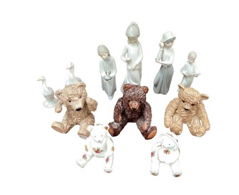 Three Beswick Teddy bears - William, Henry and Edward, together with two Country Roses bears, Lladro, Nao and other similar f