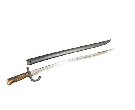 French 1866 Pattern Chassepot bayonet dated 1874 in scabbard