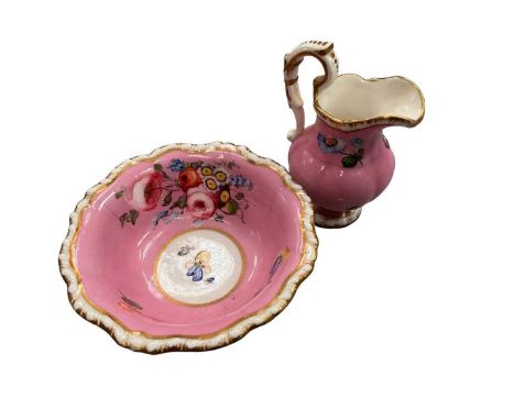 Regency miniature dolls house jug and basin set, others similar and miniature Crown Derby teacups and saucers