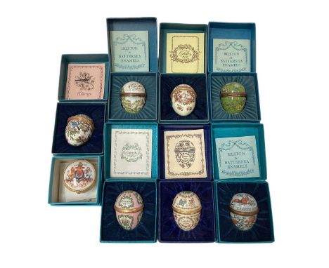Group of Battersea and Bilston enamel Easter eggs