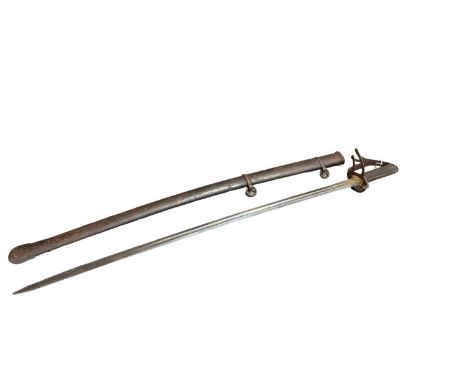 Victorian 1853 Pattern light cavalry troopers sword with three bar hilt in steel scabbard