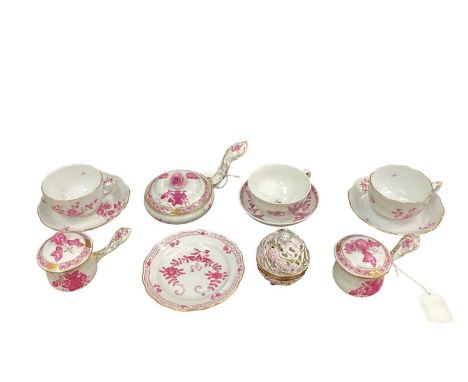 Eleven pieces of Herend porcelain with hand painted floral decoration including cups and saucersPlease note one cup is Nymphe