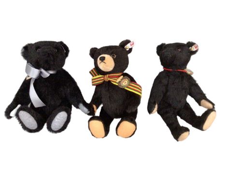 Steiff Marmite bear no.691003, Victoria Penny Black no.690846 and Coin Bear no.690518, Deans bear Elmer and Purcell large bea