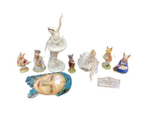 Royal Worcester limited edition figure - Reflection, Coalport limited edition figure - Dame Margot Fonteyn, together with fiv