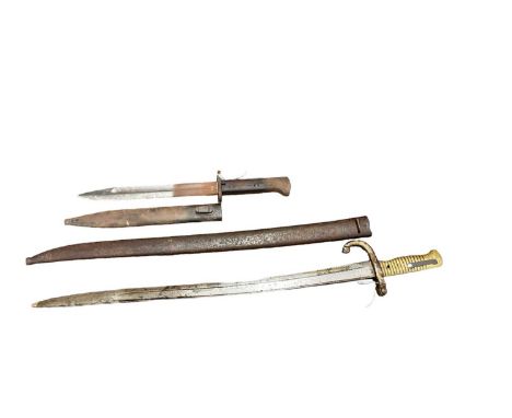 French 1866 Pattern Chassepot bayonet with scabbard and Polish bayonet dated 1939