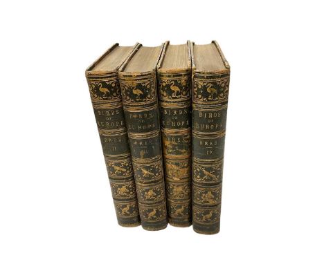 Bree - History of the Birds of Europe, 4 Vols, 1863-66, Groombridge, London, 1866, first edition with 180 hand coloured plate