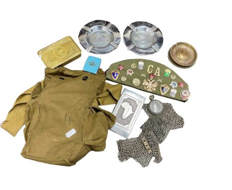 First World War Princess Mary Gift tin, together with a Second World War Prisioner of War cigarette case, pocket watch, shell