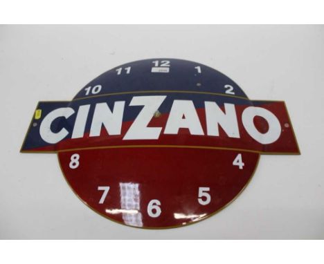 Cinzano enamel clock sign, 53cm wide