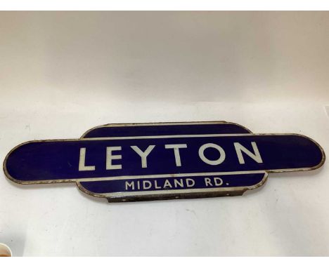 Enamel railway train station sign - Leyton Midland Rd. - 91cm wide