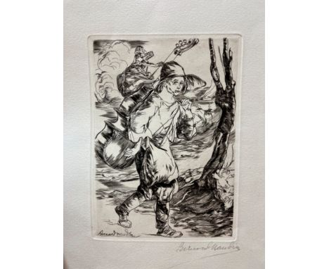 MAXWELL STEWART SIMPSON (1896-1984) ARR. PENCIL SIGNED ETCHING PORTRAIT OF A GIRL 27 X 20cms UNFRAMED, TOGETHER WITH A PORTRA