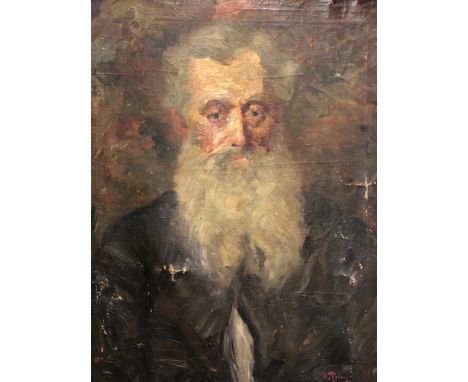 LATE 19th C. RUSSIAN SCHOOL, A HEAD AND SHOULDERS PORTRAIT OF A GREY BEARDED GENTLEMAN, OIL ON CANVAS, SIGNED LOWER RIGHT.   