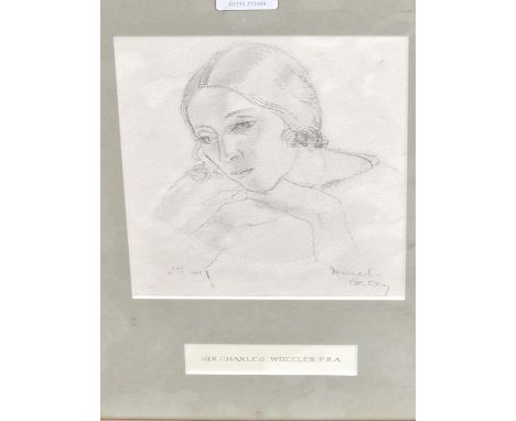 SIR CHARLES THOMAS WHEELER KCVO. CBE. PRA. PRBS. (1892-1974), ARR. PORTRAIT OF HIS WIFE MURIEL (NEE BOURNE), PENCIL, INITIALL