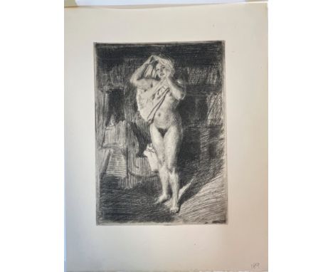 AFTER ANDERS ZORN (1860 - 1920) TWO PRINTS, BOTH OF NUDES. BOTH SIGNED IN THE PLATE SHEET SIZE 32 x 24cms, BOTH MOUNTED BUT U
