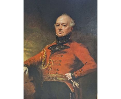 19th C. SCHOOL, A PORTRAIT OF MAJOR GENERAL BROUGHTON, OIL ON CANVAS.   121 x 96cms.