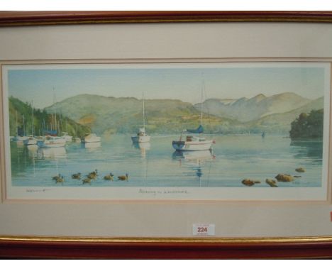 A signed print 'Morning on Windermere' framed and glazed.