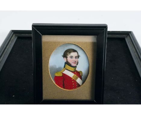 FREDERICK BUCK (1771-C.1839)  Portrait of an officer in uniform, half length, on ivory; 7 x 5.5 cms