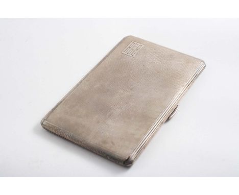 AN ENGINE-TURNED CIGARETTE CASE of canted rectangular outline, initialled and inscribed inside, by Walker & Hall, Sheffield 1