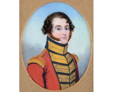 FREDERICK BUCK (1771-C.1839)  Portrait of a young officer in uniform, half length, on ivory; 7 x 5.5 cms