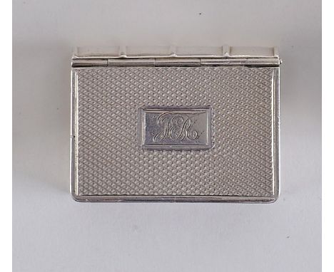 A GEORGE IV / WILLIAM IV VINAIGRETTE in the form of a book with engine-turning, initialled "JER", by Thomas Shaw, Birmingham 