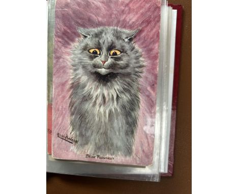 3 Artist Signed Louis Wain PostcardsBlue Russian, I'll Draw Your Portrait - Under The Mistletoe 