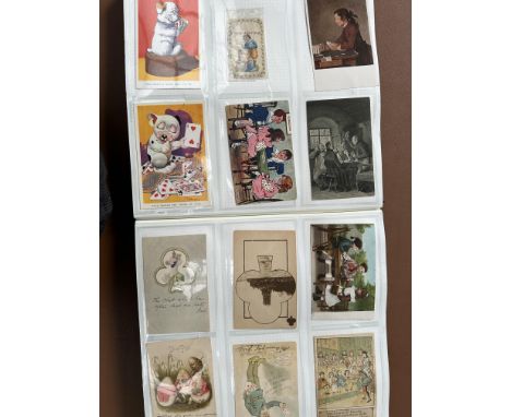 Extremely Large Heavy Album Playing Card Theme Consisting mix of Postcards Punch, Rotary, Greeting, Sentimental, Glamour, Edw