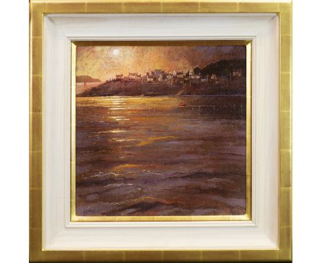 * JAMES S. DAVIS DA PAI RSW FRSA,THE WEE RED FERRY, EASDALEacrylic on gesso panel, , further signed and titled verso50cm x 50