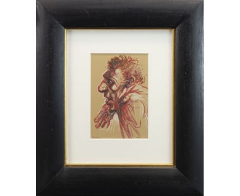 * PETER HOWSON OBE,REDmixed media on paper, signed and titled21cm x 14cmMounted, framed and under glass