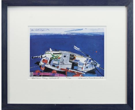 * HAMISH MACDONALD DA PAI (SCOTTISH 1935-2008),HARBOUR EDGE, ULLAPOOLlimited edition lithographic print, signed, titled and n