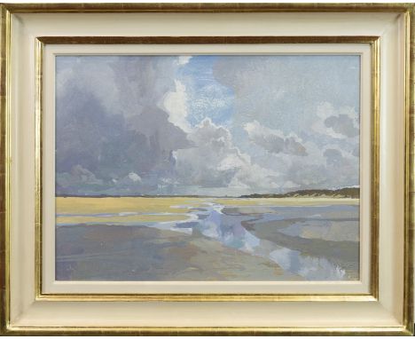 * RUTH STAGE NEAC (b 1969 - ),SAND DUNES, NORMANDYtempera on gesso board, signed with initials 42cm x 57.5cmFramed.Note: Wide
