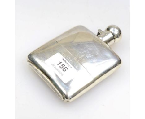 G. S. a silver hip flask with hinged mushroom screw cap and gilded cup, Birmingham 1901, 12cm
