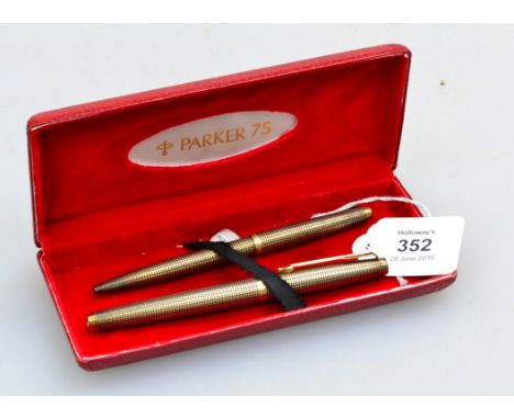 A cased Parker 75 fountain pen and ballpoint pen