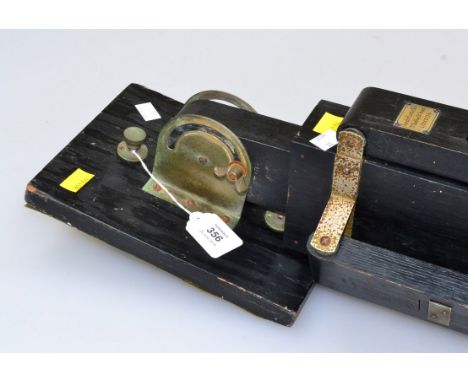 Sands, Hunter and Co, London, an early 20th century black painted plate camera tripod stand
