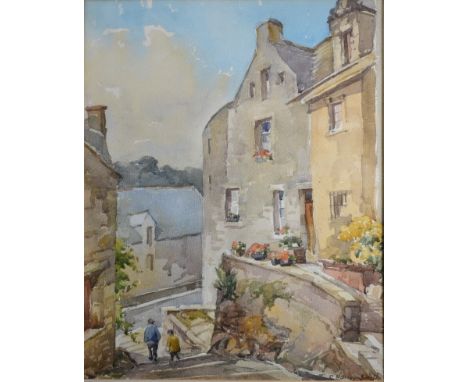 R. Harley-Smith, A.R.I.B.A, 20th century, British 'Old Houses, La Roche Bernard, Brittany' signed and inscribed verso 47 x 33
