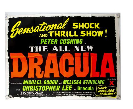 Dracula (1958) Quad Poster, Style B Quad Poster for this Iconic Hammer Horror starring Peter Cushing and Christopher Lee - fo