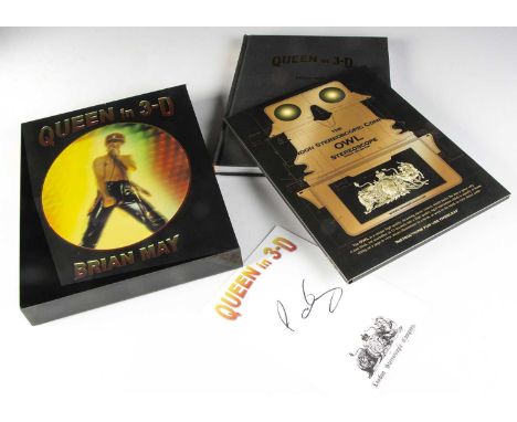 Brian May Signed Book, Queen in 3-D Book and Stereoscopic Viewing Model (OWL) Box Set in Slipcase - with Bookplate signed by 