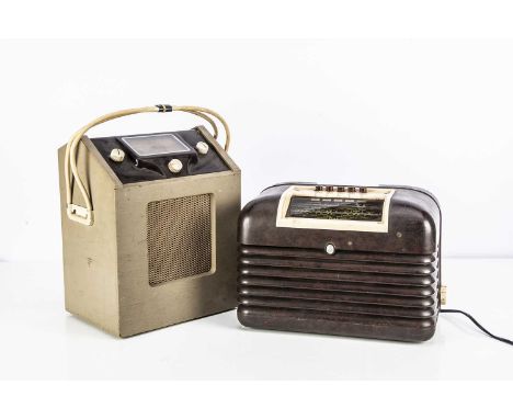 Bush / Cossor Radios, Bush Bakelite Radio DAC.10 AC/DC receiver s/n 62/73192 together with Cossor battery radio model 469, bo