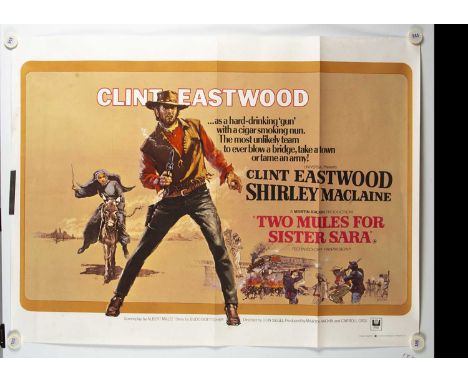 Two Mules For Sister Sarah (1970) Quad Poster, UK Quad poster for this Clint Eastwood film with Bysouth art - rolled with lig