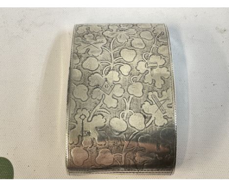 A Masonic silver hallmarked Vesta case marked 1809. Postage category A