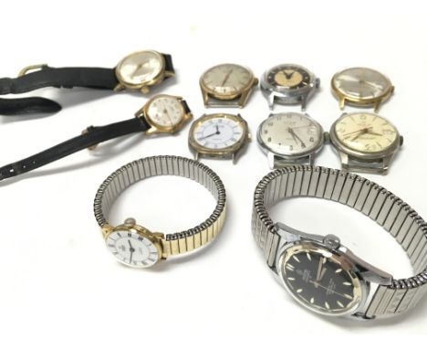 A Collection of vintage watches including Mortima, Rone, Allaine, Swiss De Luxe, Ingersol etc. some seen working postage cat 