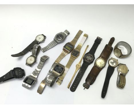 A Collection of watches including Avia, Smiths, Accurist, Timex, Longreene 30 jewels (seen working) etc. postage category B