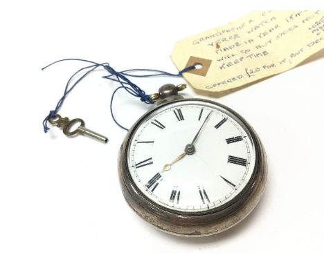 A silver hallmarked verge pocket watch, this lot cannot be posted