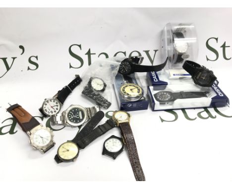 A Collection of watches including Phillip Persio, Ravel, Steltman, Casio, a silver hallmarked cased vintage watch etc. postag