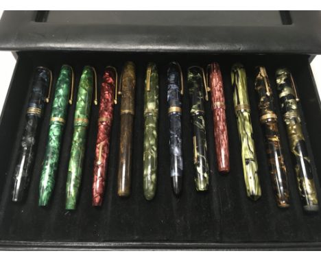 A Collection of fountain pens with 14ct gold tips including Watermans, Burnham, Conway Stewart etc. can be posted without cas