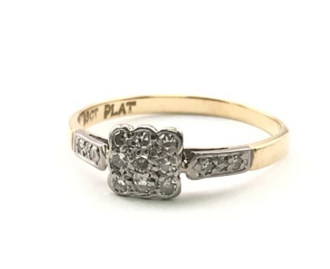 An 18ct gold and platinum art deco diamond ring , 1.65g total weight, ring size O. Postage category A