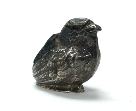 A 1906 silver Chester hallmarked bird pin cushion by Sampson and Mordan. 3.5cm tall. Postage category A