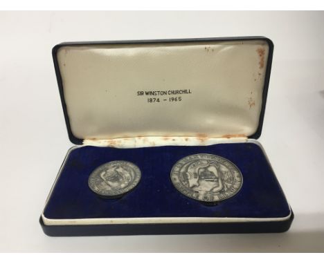 A cased silver Sir Winston Churchill Battle of Britain coin set.