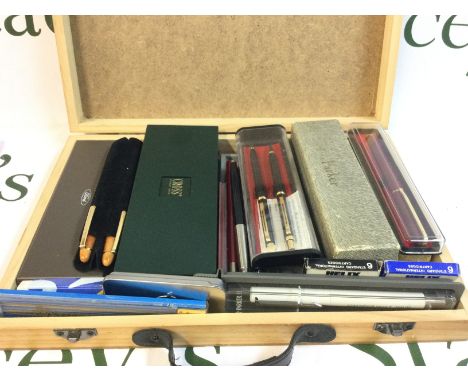 A collection of pens including Parker, Cross etc mostly boxed. Postage category B