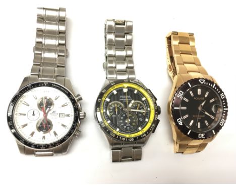 Three gents watches including pulsar chronograph and a accurist and a Casio Edifice. Postage B