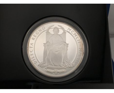 The diamond jubilee silver five ounce proof coin with COA. Postage B