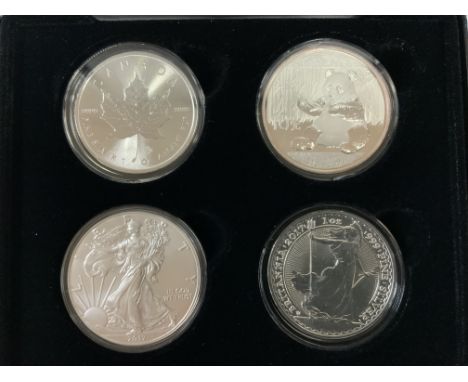 2017 issue silver 1oz coins to include Canada Maple leaf, Chinese Panda, Liberty Dollar, Brittania.